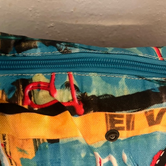 MIPOLY LARGE SCREEN PRINT BAG. Brown leather and fabric material purse. - Picture 6 of 10